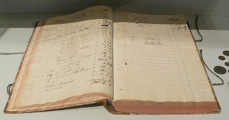 Ledger from a German general store, 1828.