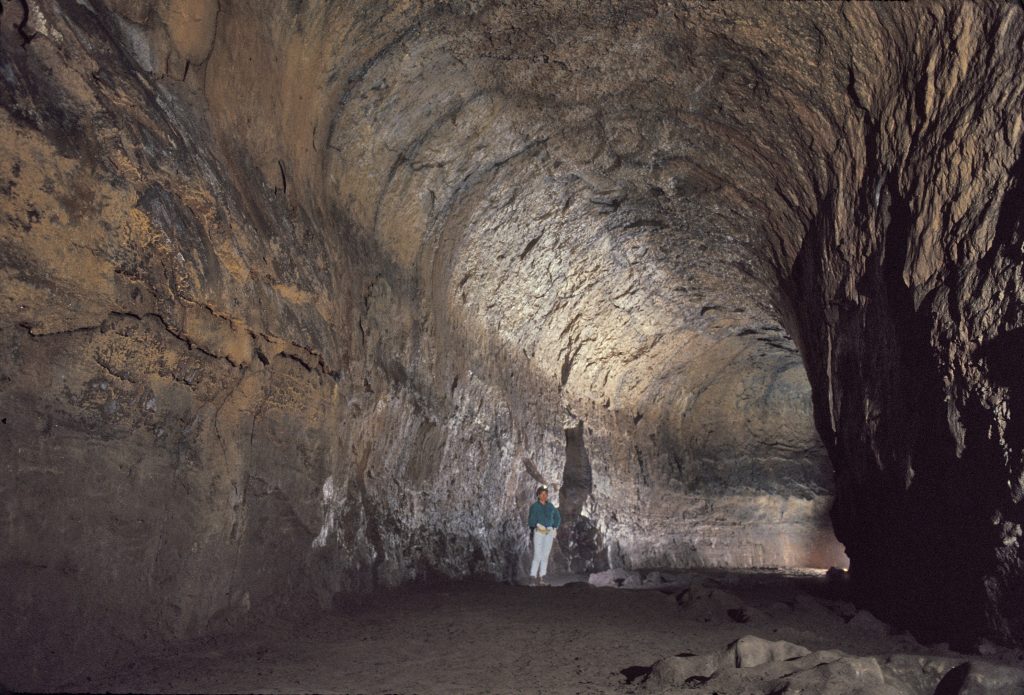 Arched ceilings in a typical portion of Lava River Cave. The size of the passage make for easy walking.