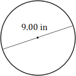 circle with diameter measuring 9.00 inches