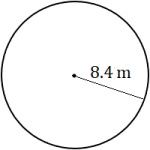circle with radius measuring 8.4 meters