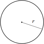 a circle with a line from the center to the edge, labeled r