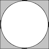A square with a circle inscribed in it; the four regions outside the circle are shaded