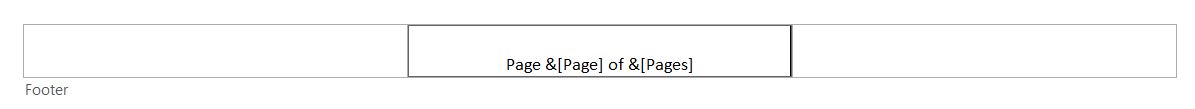 Completed Footer formula centered: Page & [Page] of & [Pages].
