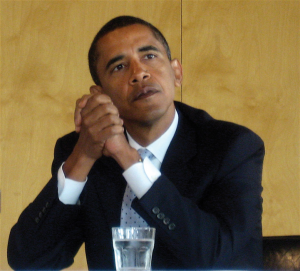 Barack Obama looking pensive