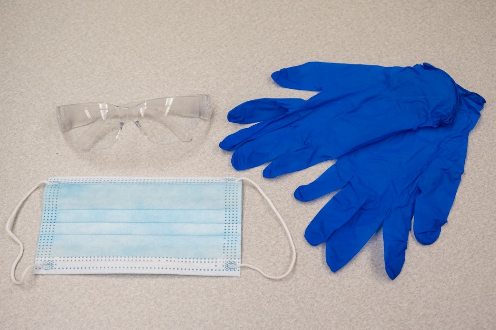 Eye protection, gloves, and surgical masks.