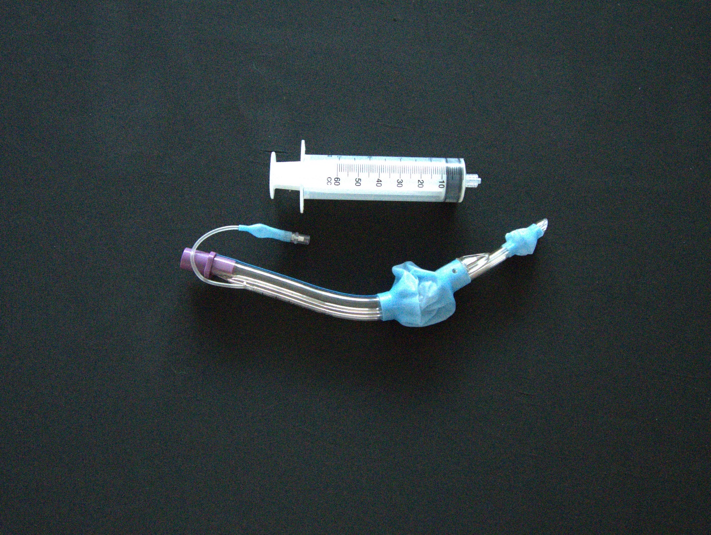 Photo of King airway with 60cc syringe.