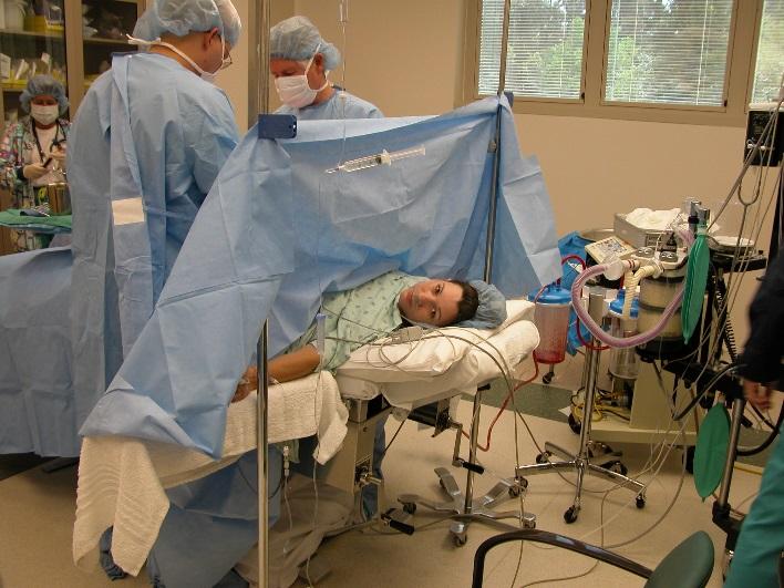 Woman receiving C-section