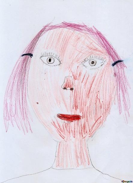A child’s self-portrait, no longer scribbles.