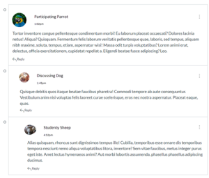 Example discussion board in online asynchronous class
