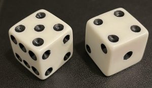 Decorative photo of two dice.