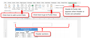 Header &amp; Footer tab for editing Headers and Footers