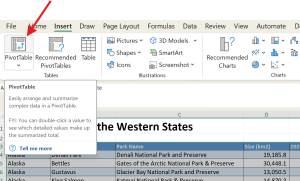 PivotTable Command on the Insert Tab of the Excel Ribbon.