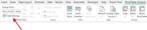 Image showing the Field settings command for PivotTables.