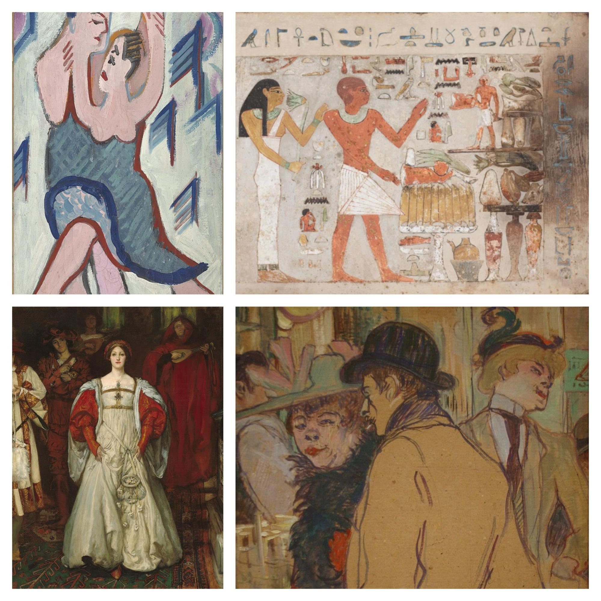 Four paintings from different historical ages and artistic styles.