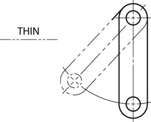 Rectangular object shown in start and finished rotated positions.