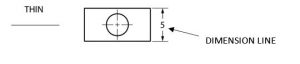 Rectangle showing a dimensioning line type.
