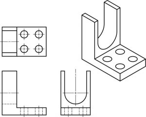 Oblique view - 3 - Engineering drawing - Technical drawing 