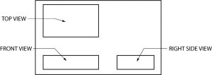 3 orthographic views of a single part.