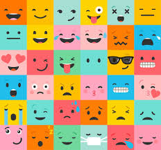 Image combines colorful cartoon faces displaying a number of emotions.