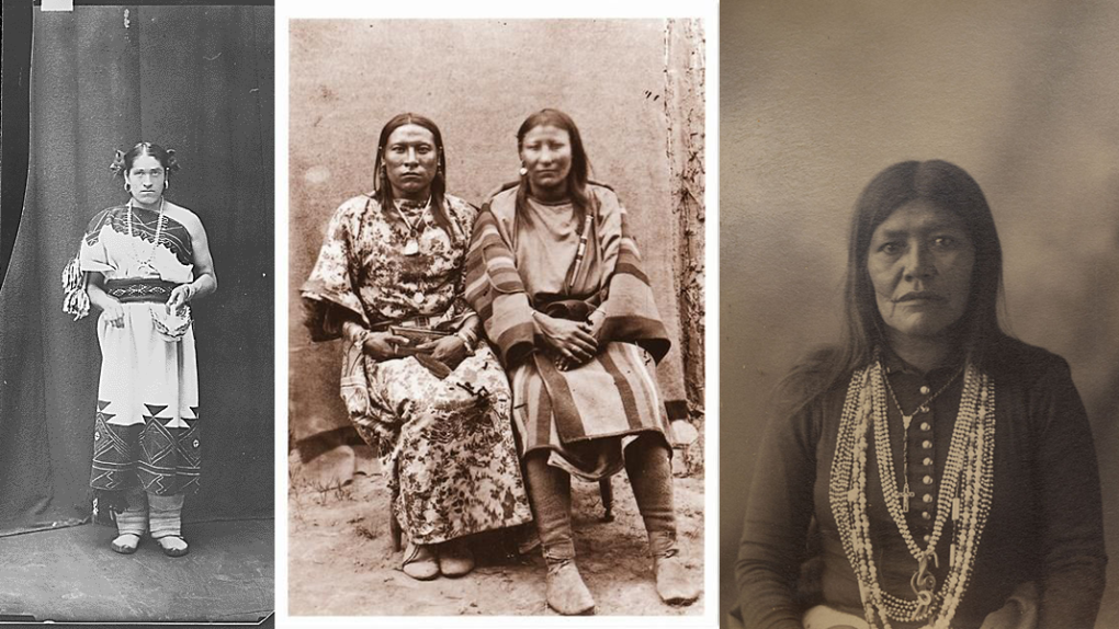 Black and white and sepia photos of Indigenous people.