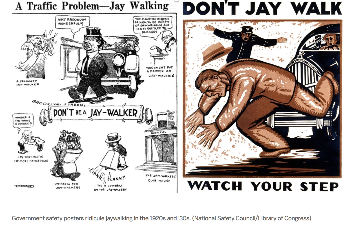 Anti-jaywalking posters from the 1920's and 1930's