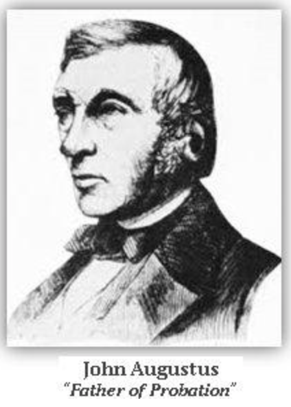 Black and white illustrated image of John Augustus.