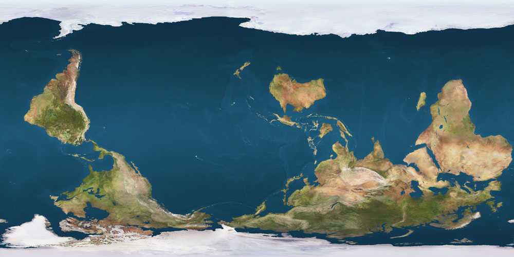 map of world, inverted from the perspective that is usually shown.