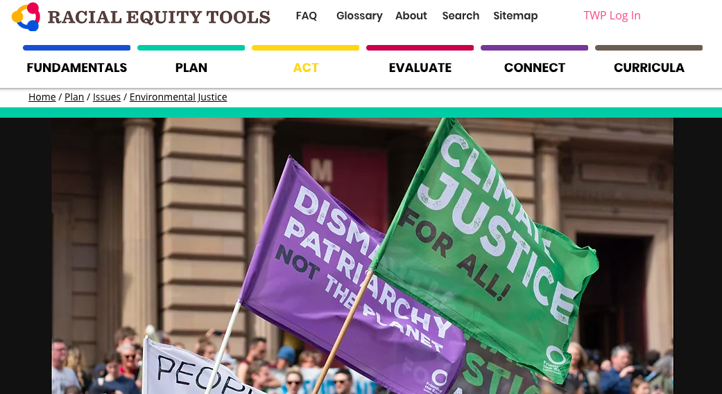 screenshot of racial equity tools web site.