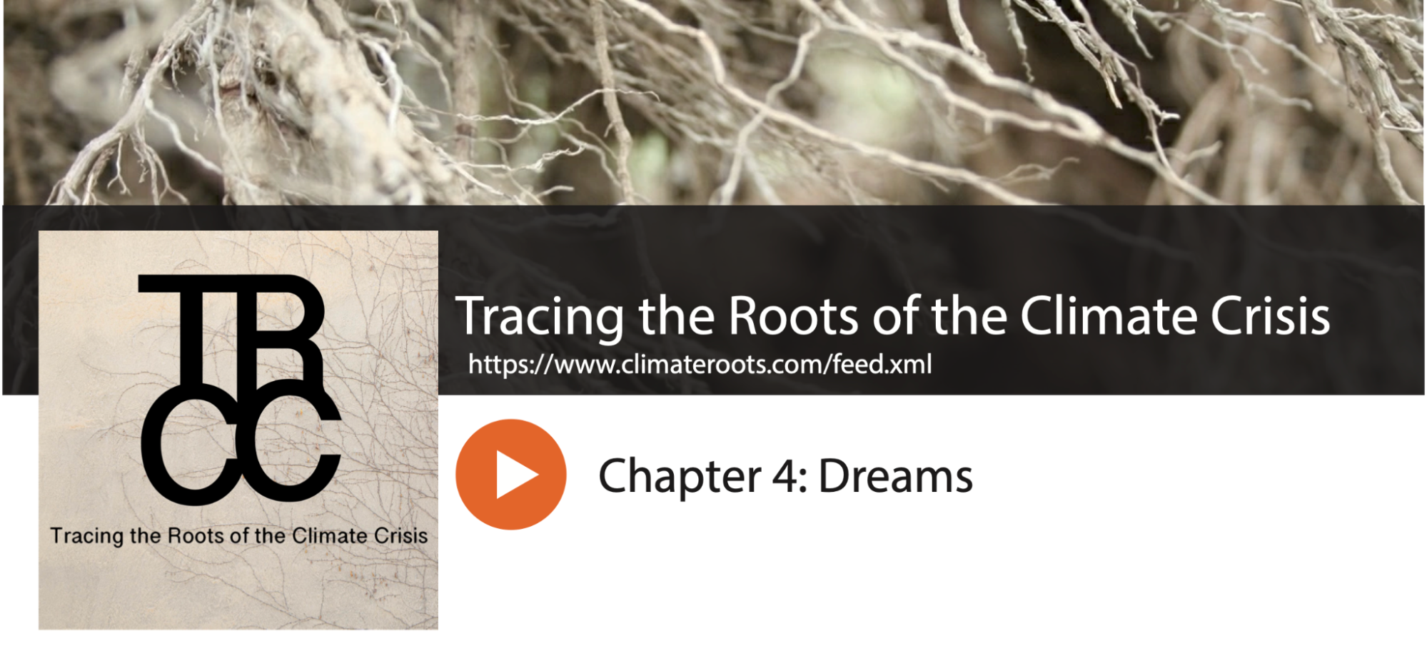 screenshot of the tracing the roots of climate change site, the chapter 4 podcast page