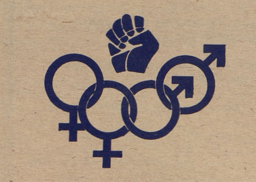 four graphics of intertwined circles, two with plus signs attached, two with an arrows attached. Above is an image of a fist.