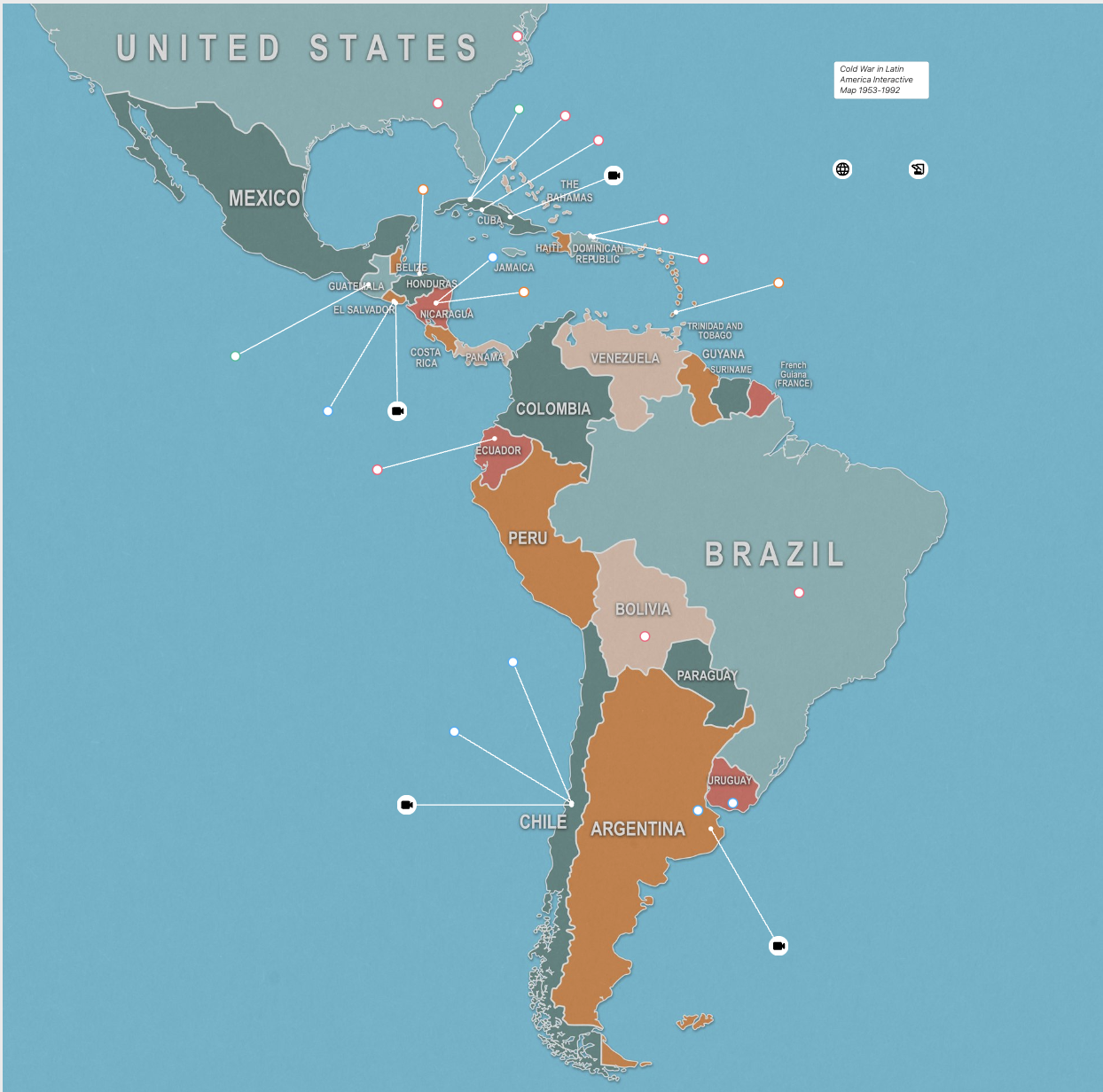 an screenshot of a website that shows the United States, Mexico, Central America, and South America,