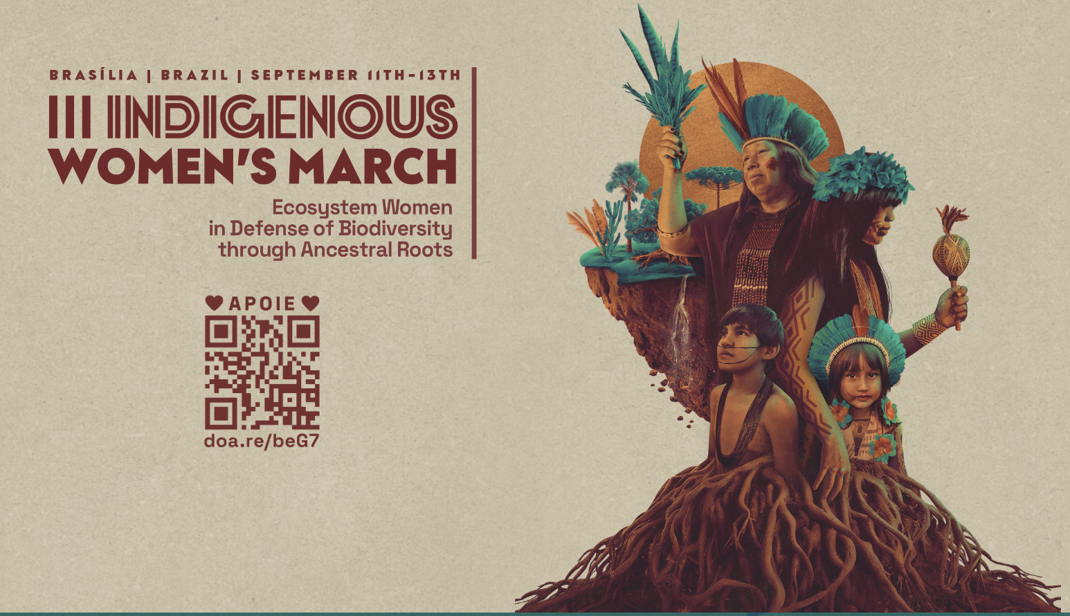 screenshot of the National Association of Indigenous Women Ancestral Warriors web page with drawing of two women and two children emerging from roots.
