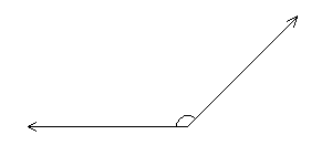 an angle with one ray pointing west and the other ray pointing northeast. the interior of the angle on the north side is marked.