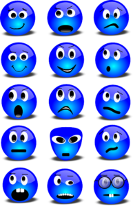 Emoticons with a variety of facial expressions