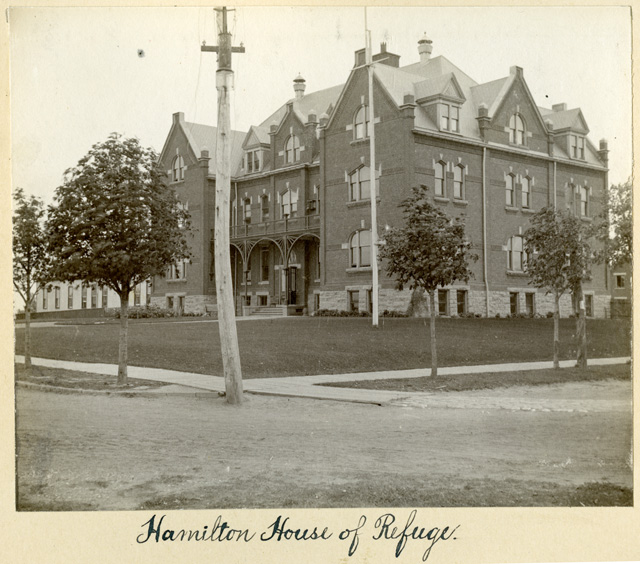 A black and white photo of the Hamilton House of Refuge