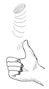 hand with thumb flipping coin