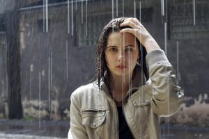 Woman in rain