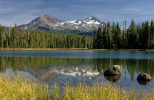 Mountain, trees and water