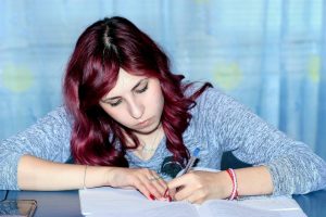 woman studying