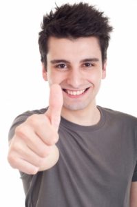 man with thumb up