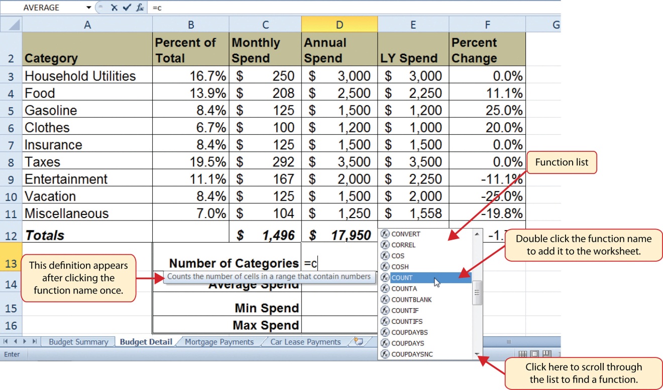 excel 2016 review of statistical functions