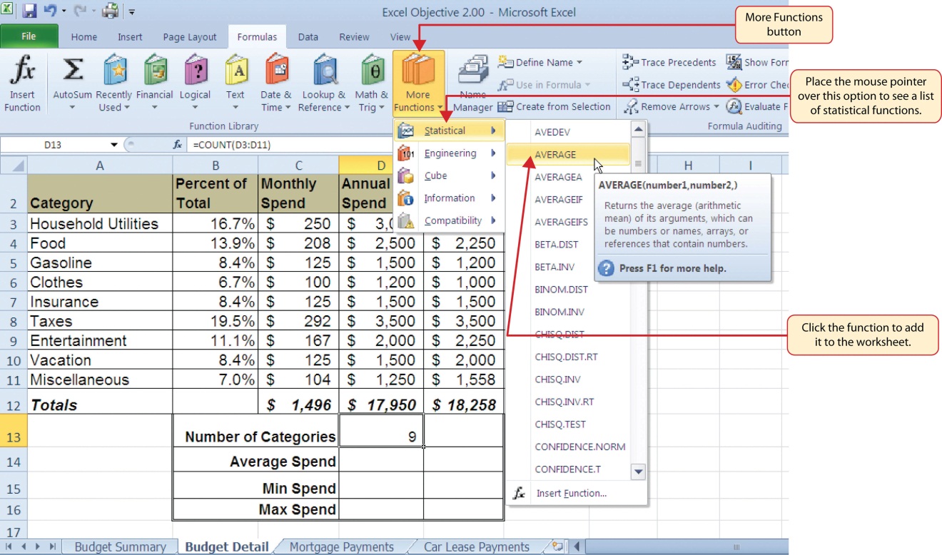 excel 2016 review of errors in statistical functions