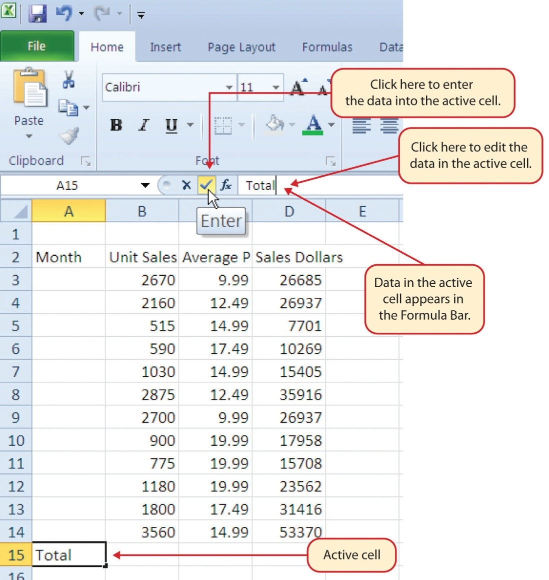 image of shortcut bar tools and labels