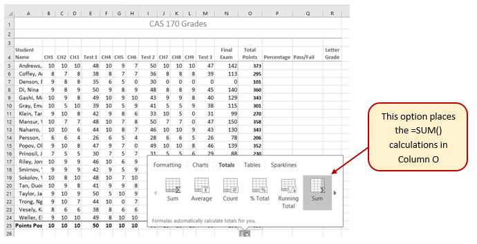 excel quick analysis button mac